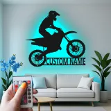Custom Motocross Rider Led Light Metal Wall Art Personalized Gift for Dirt Bike Enthusiasts Garage or Man Cave Decor 5