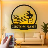 Personalisiertes Ballerina Musiknoten LED-beleuchtetes Metallschild - Tänzer Geschenk für Ballettliebhaber - Schlafzimmer oder Studiodekor
