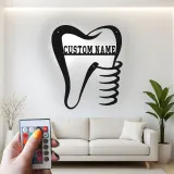 Custom Dentist Tooth Led Light Metal Wall Art Personalized Dental Office Decor Gift for Dentists