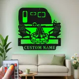 Cartel de metal LED Camper personalizado Regalo de camping para entusiastas del aire libre Decoración de patio de RV