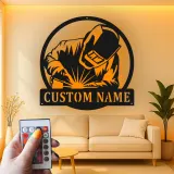 Décoration murale en métal LED personnalisée pour soudeurs - Cadeau pour la décoration de garage ou d'atelier 1