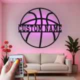 Personalisierte Basketball LED-Beleuchtung Metall-Wandkunst Sportgeschenk für Athleten
