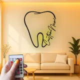 Personalisierte Zahnsilhouette-Schild | LED-Metall-Wandkunst | Dekor für Zahnarztpraxen | Geschenk für Hygieniker