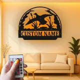 Custom Duck Hunting Scene Led Light Metal Wall Art Personalized Gift for Hunters Cabin or Lodge Decor