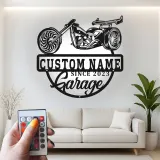 Décoration murale en métal LED personnalisée pour garage de moto - Cadeau personnalisé pour motards, décoration de man cave ou de garage