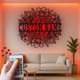 Cartel de nombre floral personalizado con LED | Arte mural de metal personalizado para ella | Decoración moderna boho para guardería y sala de estar