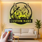Insegna in metallo LED a forma di libellula personalizzata, regalo per amanti della natura, decorazione per camera da letto o giardino 4