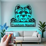 Cartel de metal LED personalizado de Yorkie, regalo para amantes de los perros, decoración para la sala de estar
