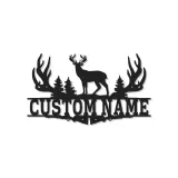 Cartel de metal personalizado con luz LED de asta de ciervo Regalo personalizado para cazadores Decoración de cabaña rústica 1