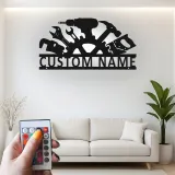 Enseigne personnalisée pour atelier | Décoration murale LED en métal | Décor de garage avec prénom | Cadeau pour menuisier ou mécanicien