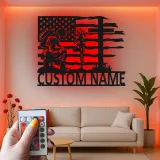 Kneeling Soldier Metal Sign | Custom Military Memorial Wall Art | Personalized Veteran Remembrance Gift with LED