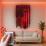 Cartel de metal personalizado con espátula BBQ y luz LED, regalo para el maestro de la parrilla, decoración para el patio exterior