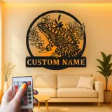 Panneau LED personnalisé de Grenouille | Décoration murale en métal personnalisée | Cadeau pour amoureux de la nature pour le jardin et le patio | Décor amphibien fantaisiste