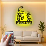 Personalisierte Motocross Vater und Kind LED Metall-Wandkunst – Geschenk für Papa, Garage oder Man Cave Dekor 1