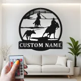 Décoration murale en métal LED personnalisée Rodeo Cowboy - Cadeau western pour lui - Décor ranch rustique