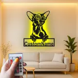 Custom Oriental Shorthair Cat Led Light Metal Wall Art Personalized Cat Lover Gift Bedroom Pet Decor