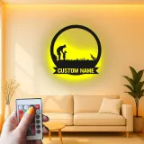 Arte da parete LED in metallo da golf personalizzata | Insegna personalizzata padre e figlio | Regalo per papà golfista | Decorazione man cave e home bar
