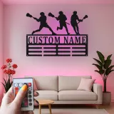 Insegna per Giocatore di Lacrosse Personalizzata | Arte in Metallo LED Personalizzata | Decorazione per Camera di Atleta | Regalo per Squadra di Lacrosse