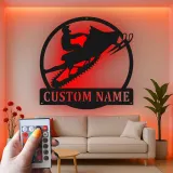 Custom Snowmobile LED Sign | Personalized Metal Wall Art | Winter Sports Decor for Cabin, Garage & Home