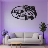 Enseigne de pêche sur mesure en métal | Décor LED avec prénom de pêcheur | Décoration rustique pour maison de lac, chalet et man cave