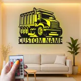 Insegna in metallo LED personalizzata a forma di camion ribaltabile - Regalo per appassionati di camion, decorazione per garage o man cave