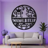 Cartel de nombre de mono personalizado | Arte mural de metal LED para guardería | Decoración de animales de la jungla para la habitación infantil | Regalo de baby shower personalizado