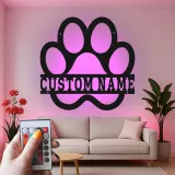 Personalisierte Pfotenabdruck LED-Licht Metall-Wandkunst für Tiereltern