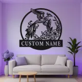Cartel de Fénix Personalizado | Arte Mural de Metal con LED | Logo de Negocio Personalizado y Decoración Floral para el Hogar