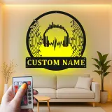 Decorazione murale LED cuffie personalizzata | Insegna in metallo su misura per studio | Targa DJ e regalo per amanti della musica | Decorazione audio soundwave