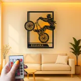 Insegna in metallo LED personalizzata per ciclisti con BMX Rider - Regalo per ciclisti, decorazione per garage o camera da letto