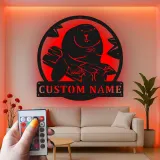 Personalisiertes LED-beleuchtetes Biber-Metallschild - Geschenk für Naturliebhaber, Hütten-Dekor