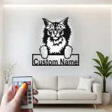 Décoration murale en métal personnalisée avec chat Maine Coon, rétroéclairage LED, cadeau pour amoureux des animaux, décoration de salon