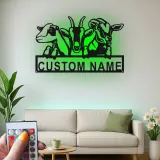 Personalisierte LED-Ziegen-Schild | Metall-Wandkunst für Ranch & Landhaus-Dekor | Geschenk für Ziegenliebhaber