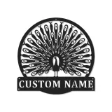 Arte Murale in Metallo LED con Pavone Personalizzato | Insegna con Nome per Soggiorno | Elegante Decorazione Art Deco per Uccelli e Regalo di Matrimonio