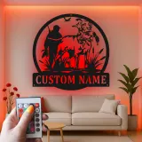 Duck Hunting Metal Sign | Personalized Labrador Retriever LED Wall Art | Custom Hunter Name Plaque for Cabin & Lodge Decor