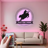 Cartel de metal LED personalizado de vaquero de rodeo regalo occidental para él decoración rústica de cueva de hombre