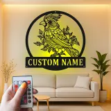 Personalisierte Vogel LED Licht Metall-Wandkunst – Geschenk für Naturfreunde, Schlafzimmer oder Wohnzimmer Dekor