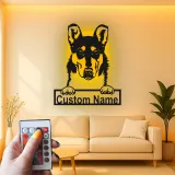 Décoration murale en métal LED personnalisée pour les amoureux des chiens - Berger Allemand 3
