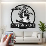 Personalisierte Snowboarder-Leuchtschilder | Personalisiertes Metallschild | Teenagerzimmer Dekor & Wintersport Geschenk