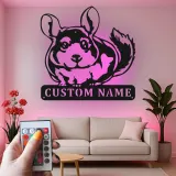 Décoration murale en métal LED personnalisée pour amoureux des chinchillas