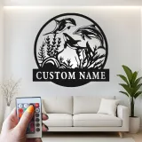 Insegna in metallo personalizzata con vita marina e luce LED regalo marino decorazione per casa costiera