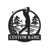 Insegna personalizzata con nome da golf | Decorazione murale LED in metallo per ufficio e man cave | Regalo personalizzato per golfista | Arredo per interni ed esterni