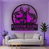 Cartel de metal LED personalizado para padre e hijo en aventura al aire libre, regalo personalizado para papá, decoración para cabaña o man cave
