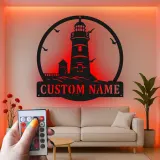 Custom Lighthouse Led Light Metal Wall Art Personalized Coastal Gift Nautical Decor for Beach House 2
