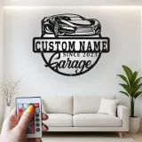 Custom Sports Car Led Light Metal Wall Art Personalized Garage Gift for Car Enthusiasts Man Cave Decor