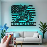 Décoration murale en métal personnalisée pour motoneigistes avec rétroéclairage LED