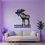 Panneau en métal personnalisé Élan | Décoration murale en métal LED personnalisée | Décor de cabane rustique pour amoureux de la nature