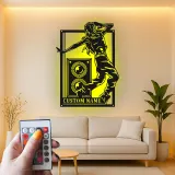 Custom Dancer and Speaker Led Light Metal Wall Art Personalized Music Lover Gift Bedroom or Studio Decor