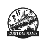 Personalisierter U-Boot LED Metall-Schild | Nautische Wandkunst | Vintage Ozean-Dekor für Marine-Veteranen oder Meeresliebhaber