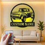 Personalisierte Vintage-Truck LED-Licht Metall-Wandkunst Geschenk für Auto-Enthusiasten Garagen- oder Männerecken-Dekor 1